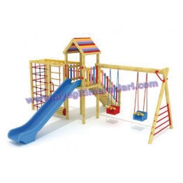 Renkli Ahşap Çocuk Oyun Parkı