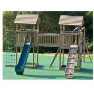 İki Kuleli Ahşap Çocuk Oyun Parkı