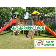 Ahşap Oyun Parkı İki Kuleli