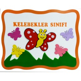 Kelebek Figürlü Sınıf Tabelası