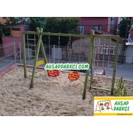 Ahşap Bahçe Salıncak Tırmanmalı Salıncak