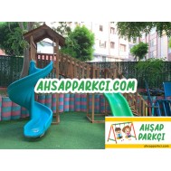Ahşap Çocuk Oyun Parkı Kaydıraklı