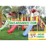 Ahşap Oyun Parkı Üç Kuleli