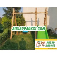 Bahçe Ahşap Salıncak Kaydırak Seti