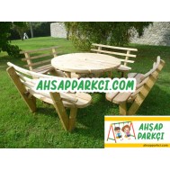 Bahçe Masası 8 Kişilik Ahşap Piknik Masaları