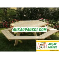Bahçe Oturma Grubu Altıgen Piknik Masası