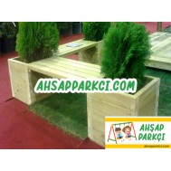 Köşe Ahşap Saksılı Bank